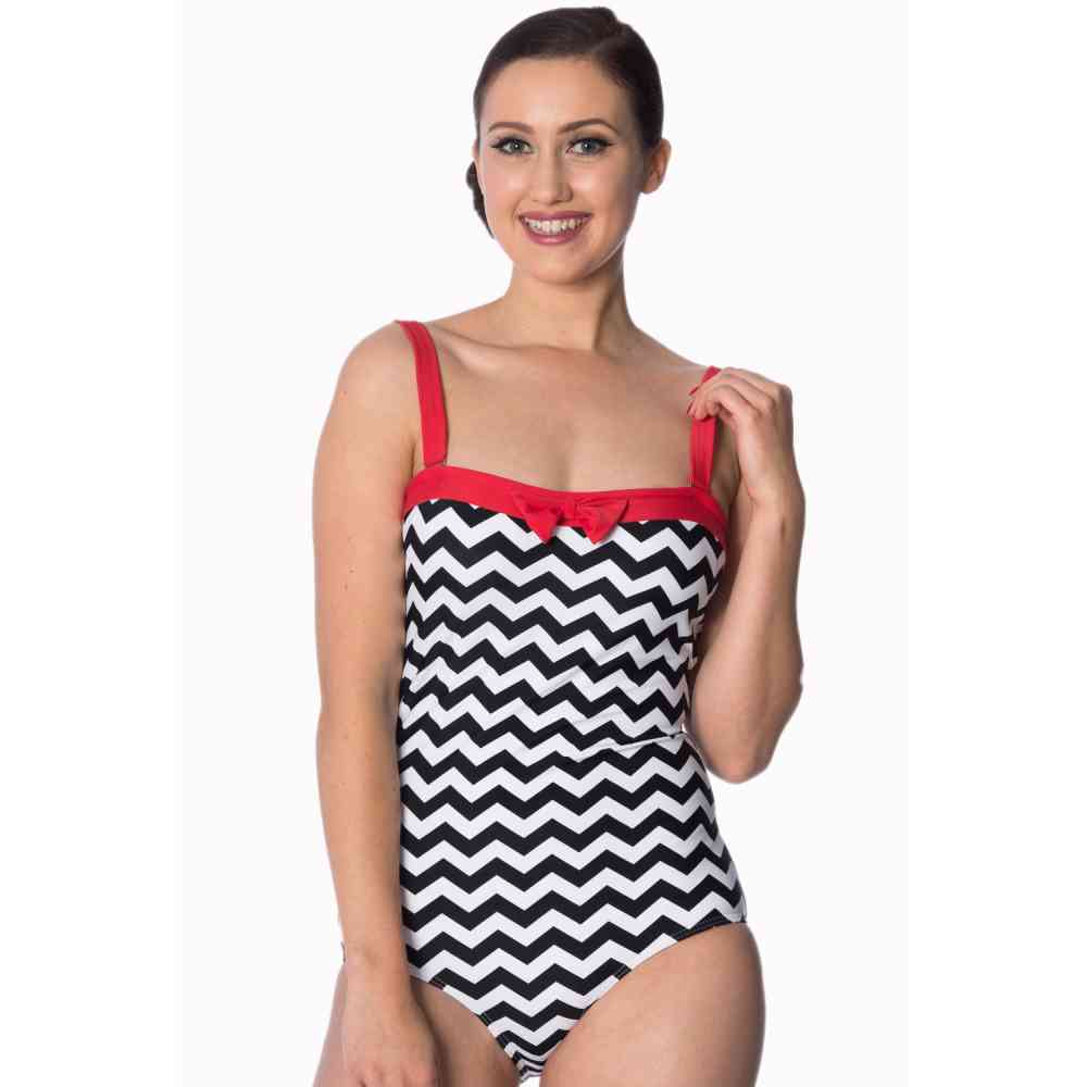 Banned - BLACK COFFEE Badeanzug - Schwarz/Rot